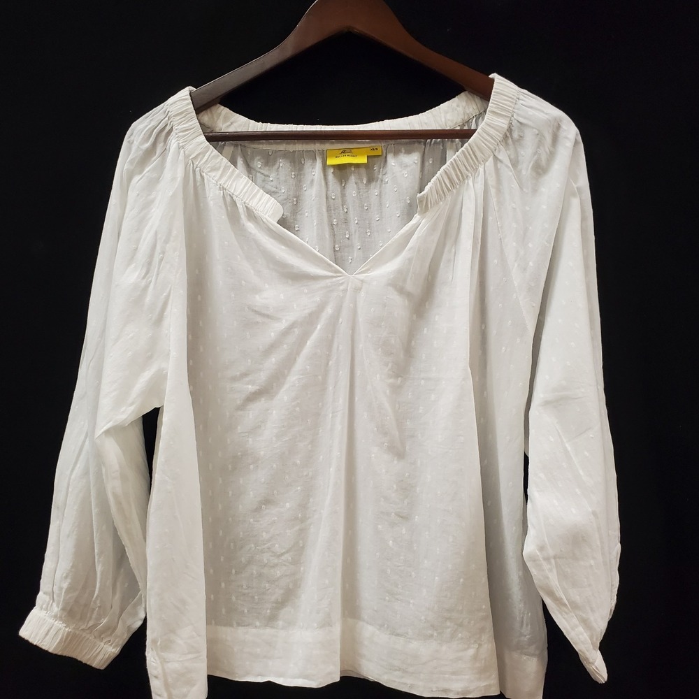 Roller‎ Rabbit Womens Long Cuffed Sleeve Swiss Dot Peasant Top Size XS White - Picture 2 of 10